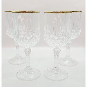 Vintage Cristal d’Arques Durand Longchamp Gold Rim Wine Glasses –Set of 4